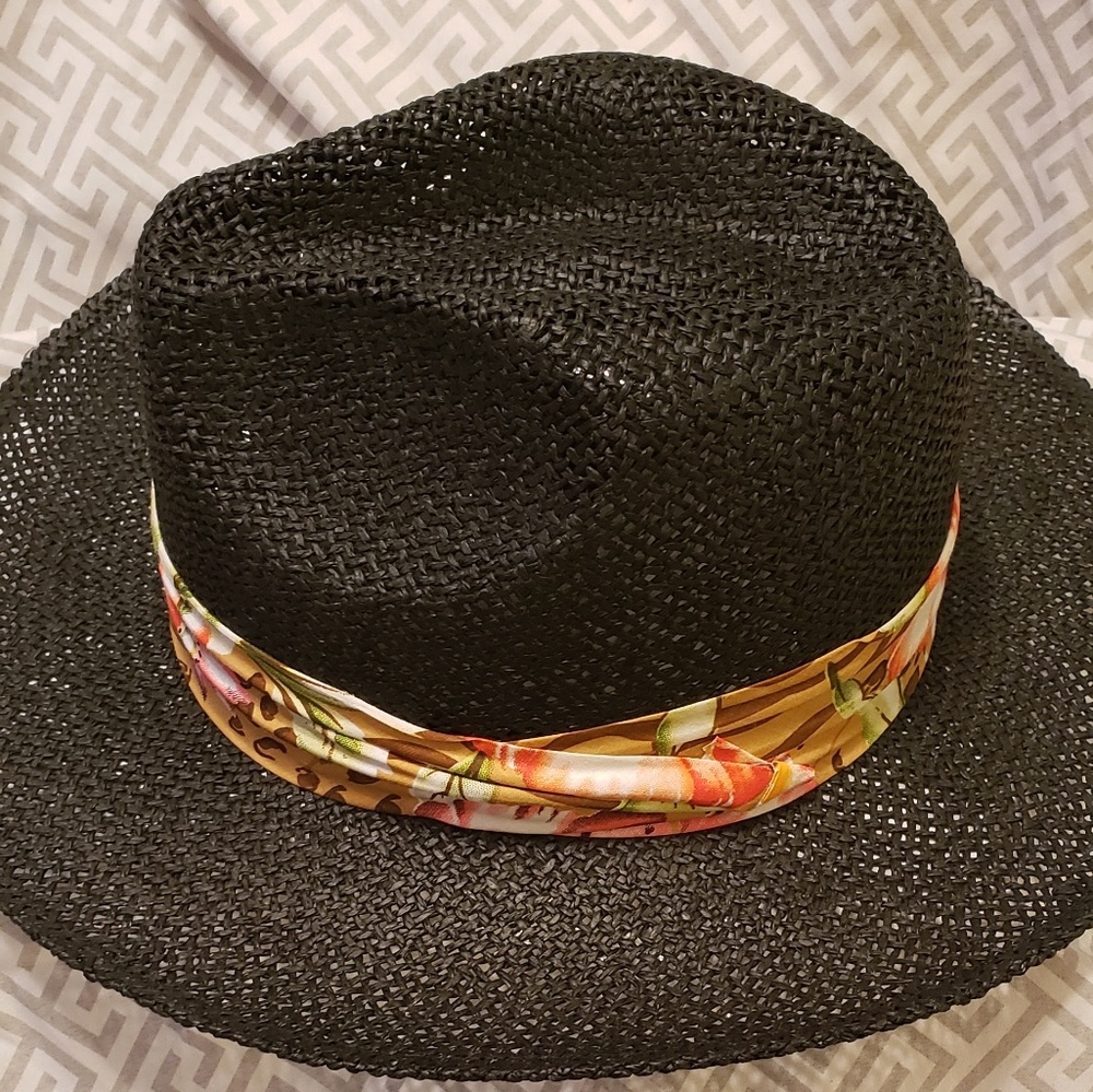 Mens Black straw Panama hat